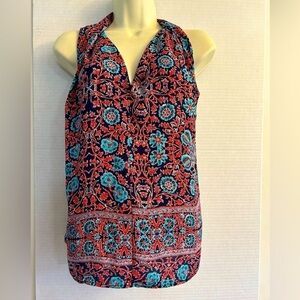 Renee paisley floral v neck sleeveless shirt stitch fix Sz-M. P15